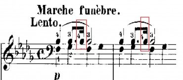 Primeiro compasso da marcha fúnebre de Chopin. Ouça neste link: http://www.ouvirmusica.com.br/frederic-chopin/2087215/#mais-acessadas/2087215